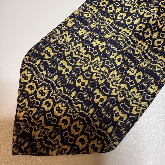 Vintage Italian 100% Silk Gold Blue 60"x3.5" Neck Tie Career Party 1995 Tie Rack - Picture 2 of 7